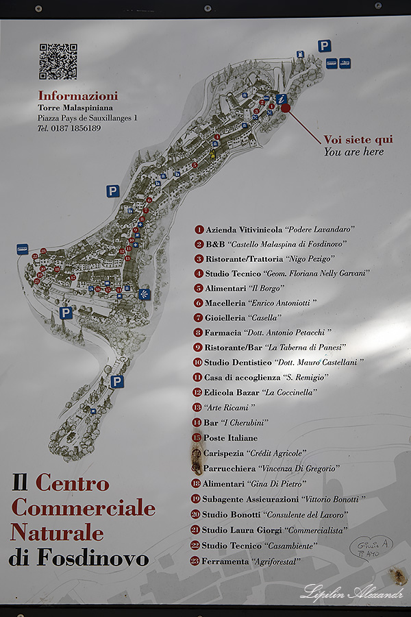 Фоздиново - туристическая карта ( Fosdinovo- map) - Италия (Italia)