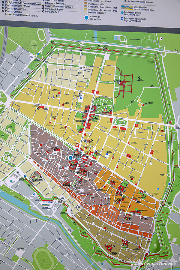 Феррара - туристическая карта (Ferrara - map) - Италия (Italia)